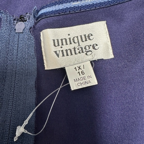 Unique Vintage Connie Pinup Wiggle Dress in Navy Sz 1X/16 - Picture 9 of 11